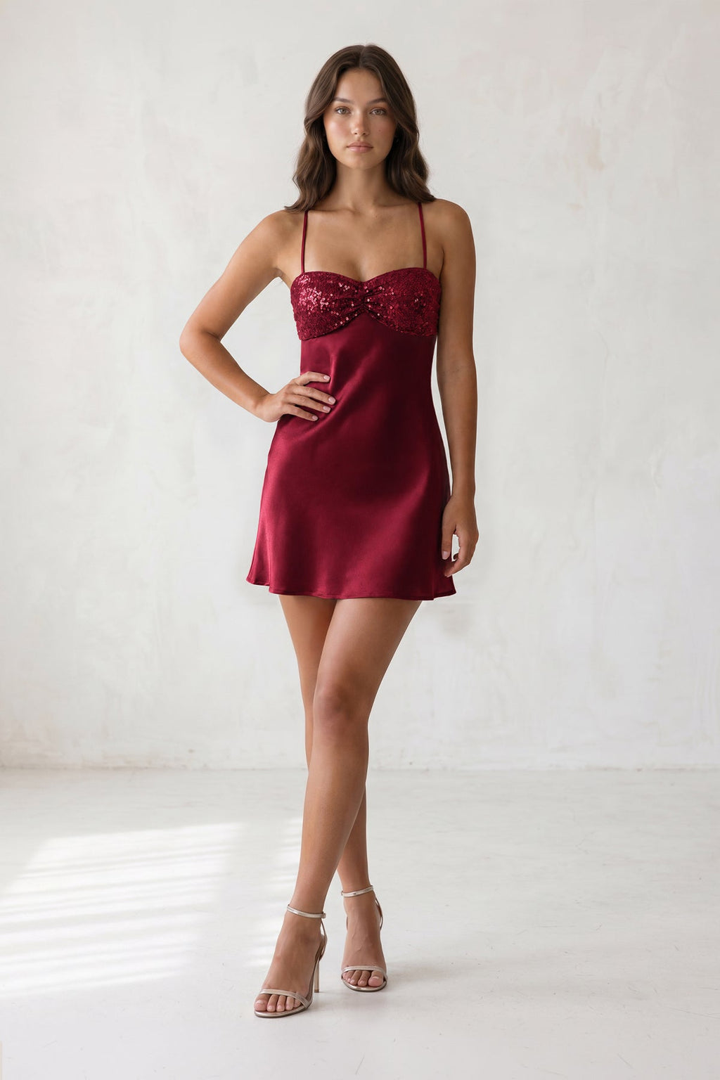 Sky Blue Spaghetti Straps Sheath Satin Homecoming Dress With Sequins