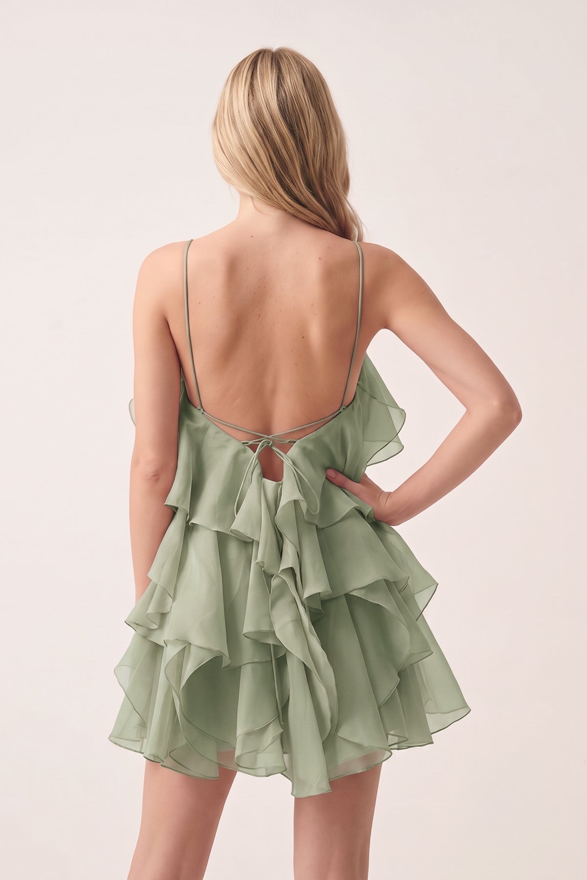 Coral Pink Ruffled Chiffon Halter Asymmetrical A-Line Homecoming Dress