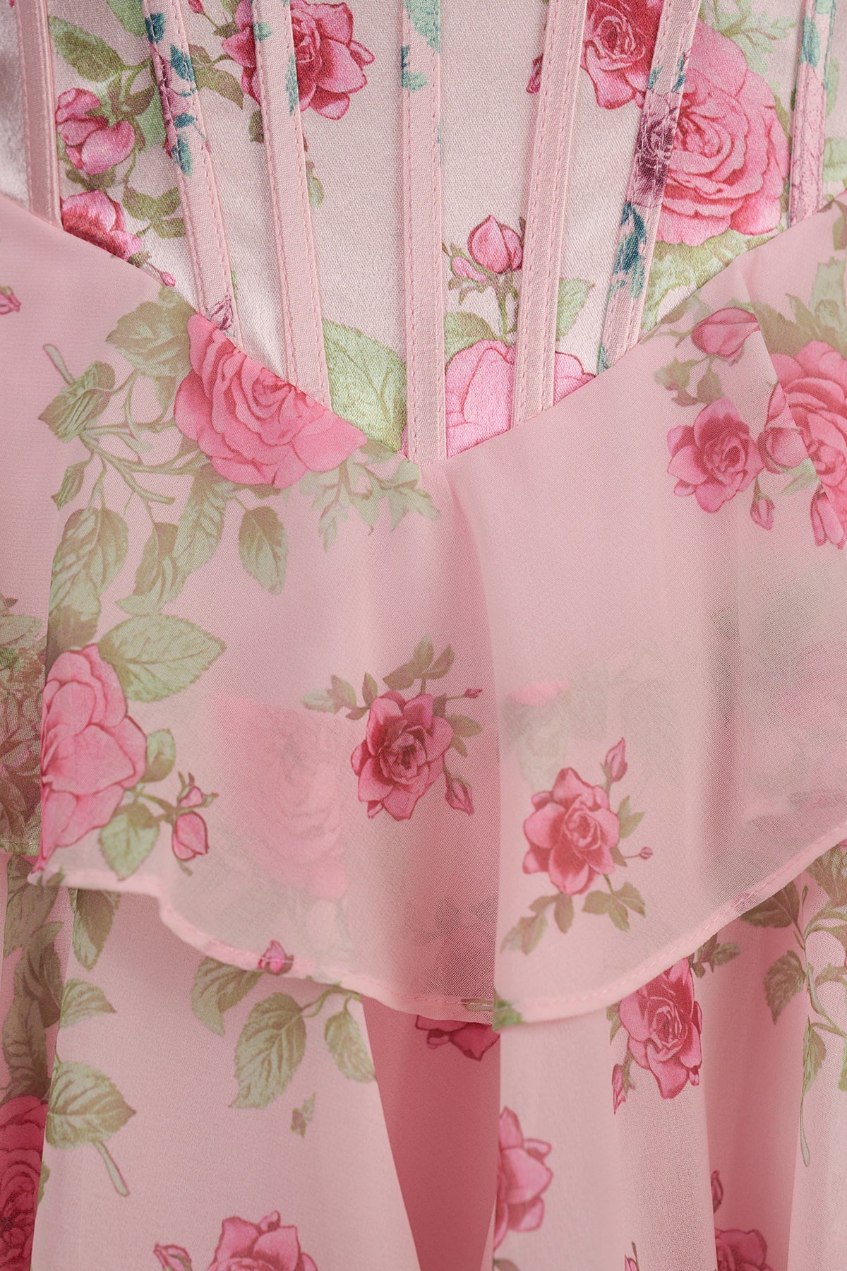 Pink Strapless A-Line Floral Corset Homecoming Dress