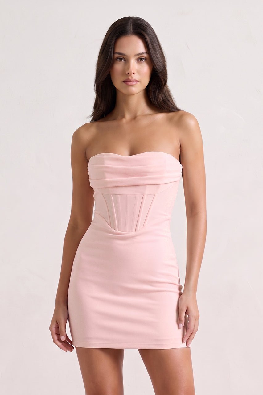 Strapless Yellow Corset Bodycon Short Satin Homecoming Dress