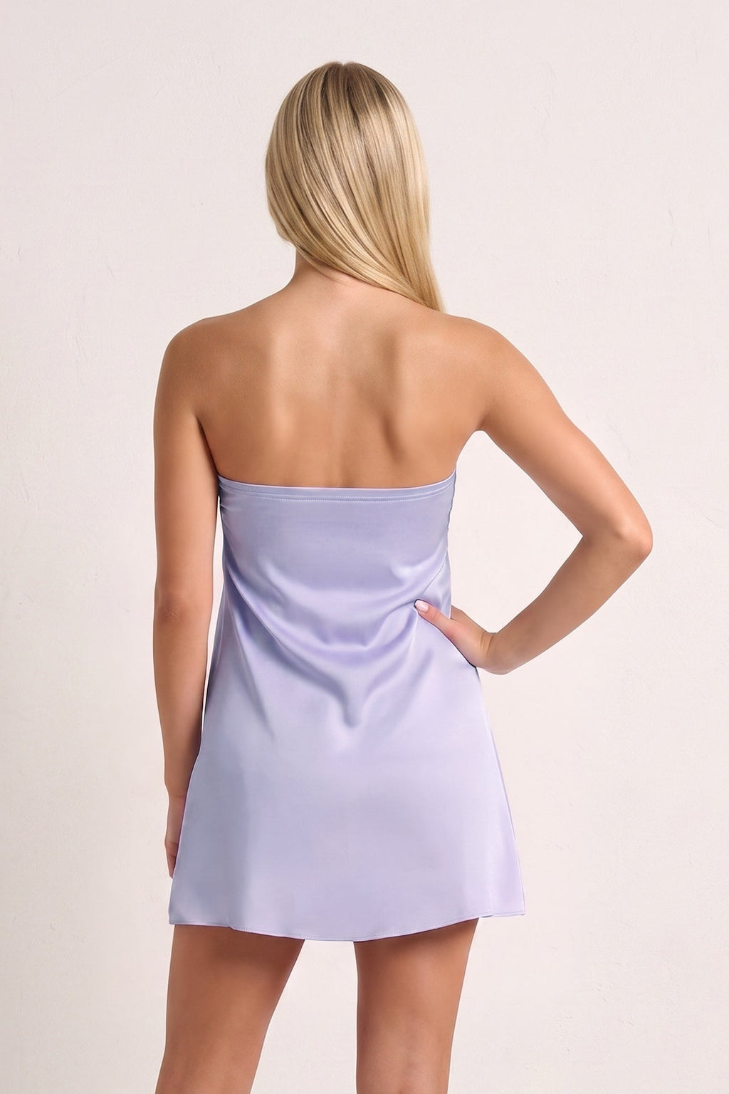 Sky Blue Strapless A-Line Satin Homecoming Dress with Ribbon